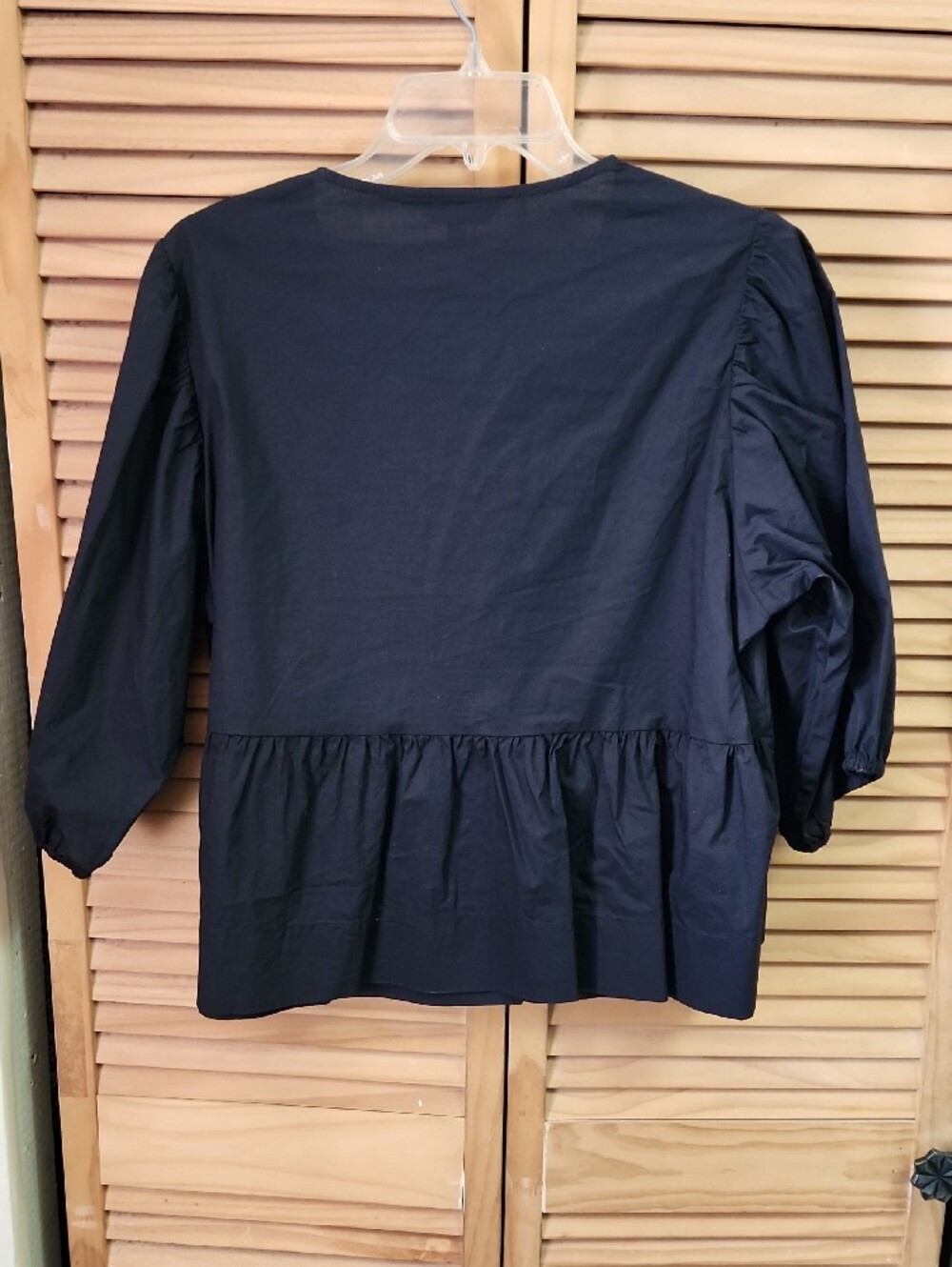 Velvet Heart Black Ruffle-Tie Peplum Top with Bows - Picture 3 of 4